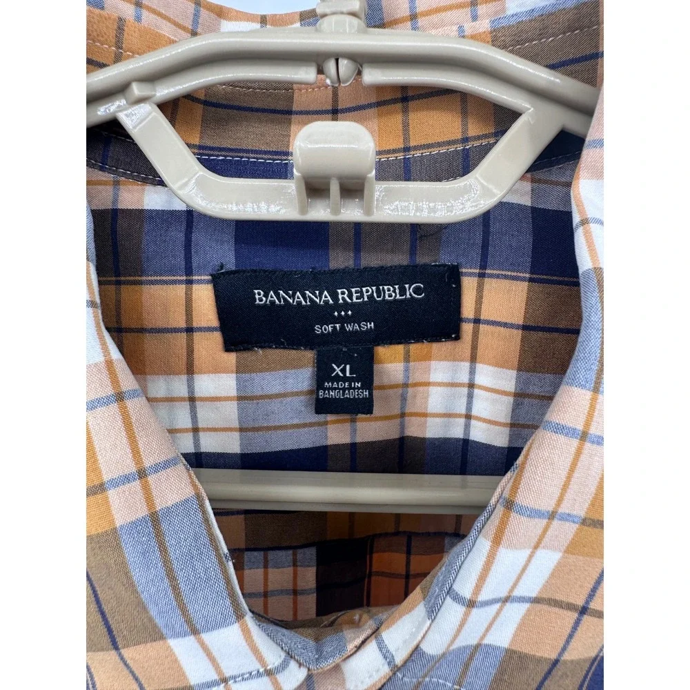 Banana Republic Soft Wash Button‎ Down Shirt Mens XL Plaid Long Sleeve Casual
